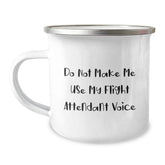 Funny Flight Attendant Gifts for Men Christmas Unique Gift Ideas from Coworkers, Flight Attendant Camping Mug with Humorous 'Do Not Make Me Use My Flight Attendant Voice' Quote - Image 1